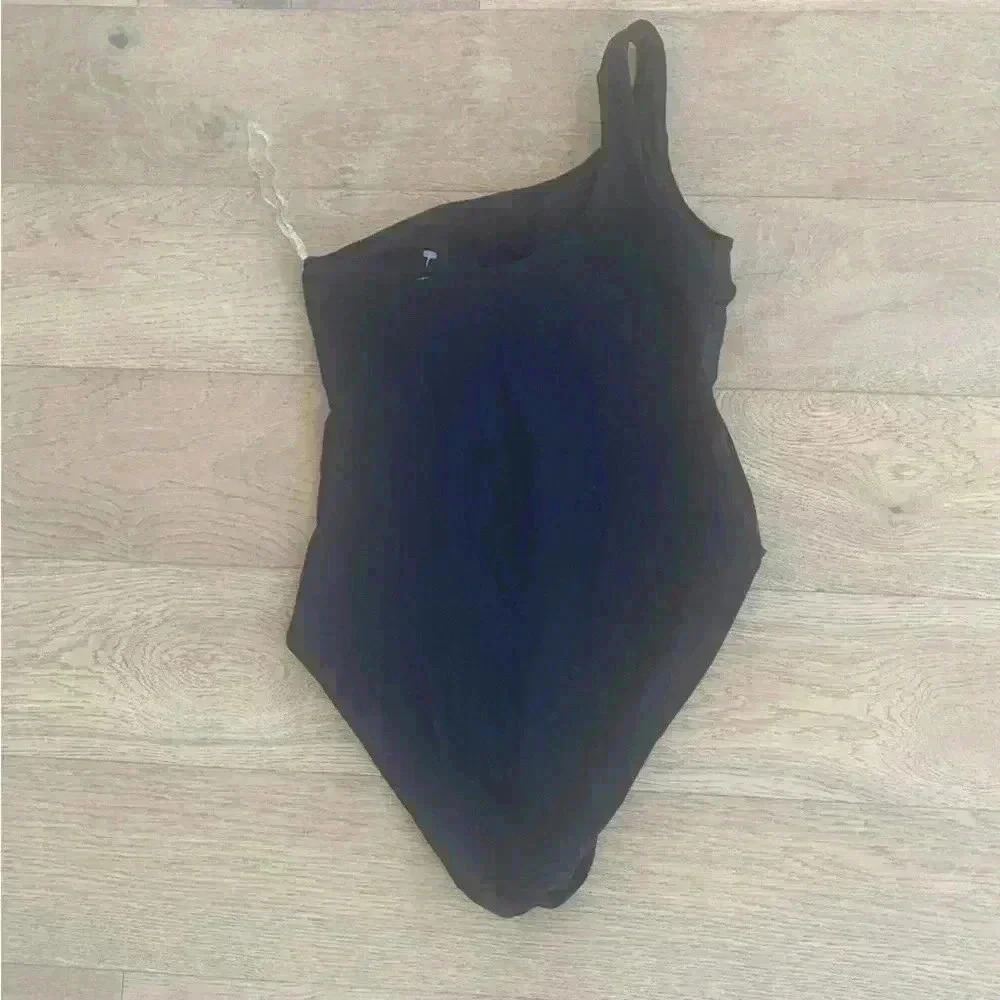 knix one shoulder one piece swimsuit black medium